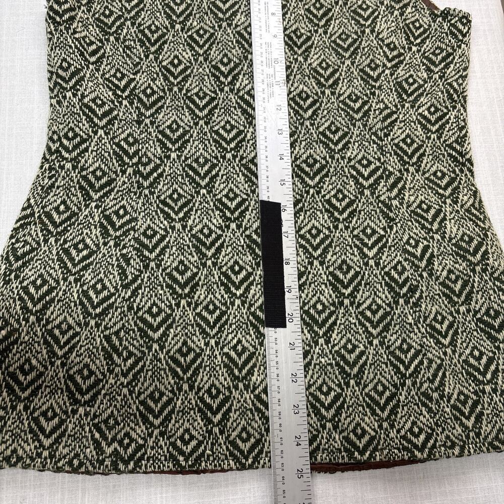 Vintage 70s Bobbie Brooks Wool Vest Green Woven Geometric Boho Hippie Waistcoat - Picture 16 of 16
